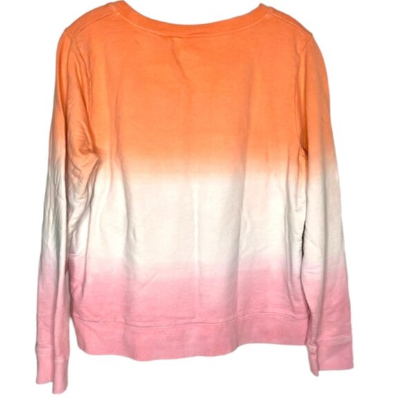 J. Crew Dip-Dyed Ombré Crew Neck 100% Cotton Sweatshirt - Orange/White - L - Picture 4 of 8